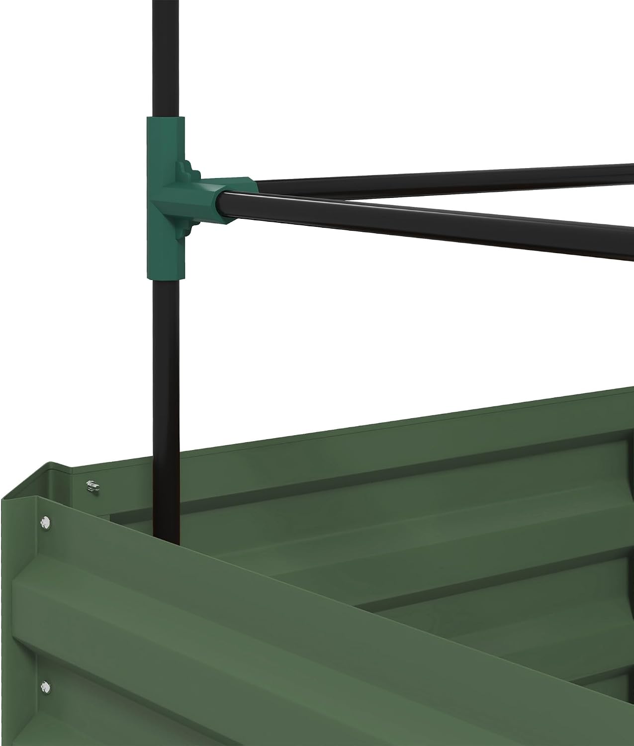55" Tall Galvanized Raised Garden Bed with Trellis, Green
