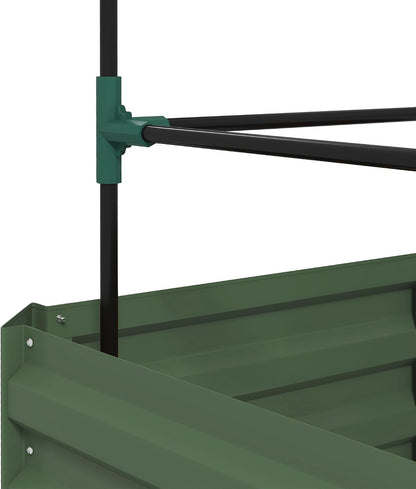 55" Tall Galvanized Raised Garden Bed with Trellis, Green