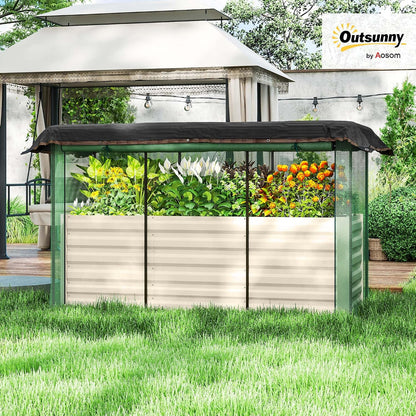 55" Tall Galvanized Raised Garden Bed with Trellis, Green