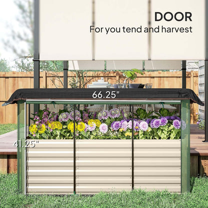 55" Tall Galvanized Raised Garden Bed with Trellis, Green