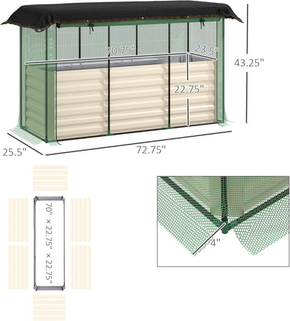 55" Tall Galvanized Raised Garden Bed with Trellis, Green