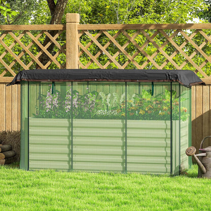 55" Tall Galvanized Raised Garden Bed with Trellis, Green