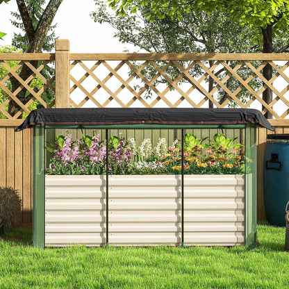 55" Tall Galvanized Raised Garden Bed with Trellis, Green