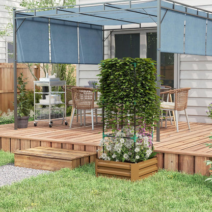 55" Tall Galvanized Raised Garden Bed with Trellis, Green