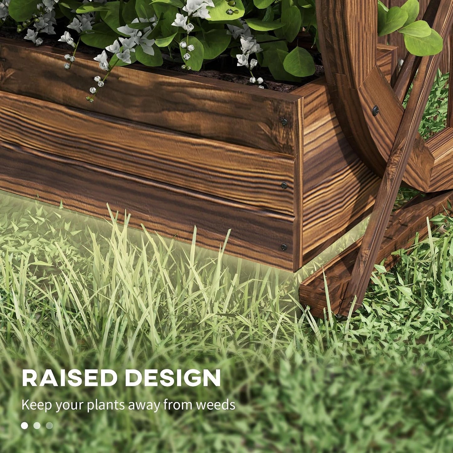 55" Tall Galvanized Raised Garden Bed with Trellis, Green