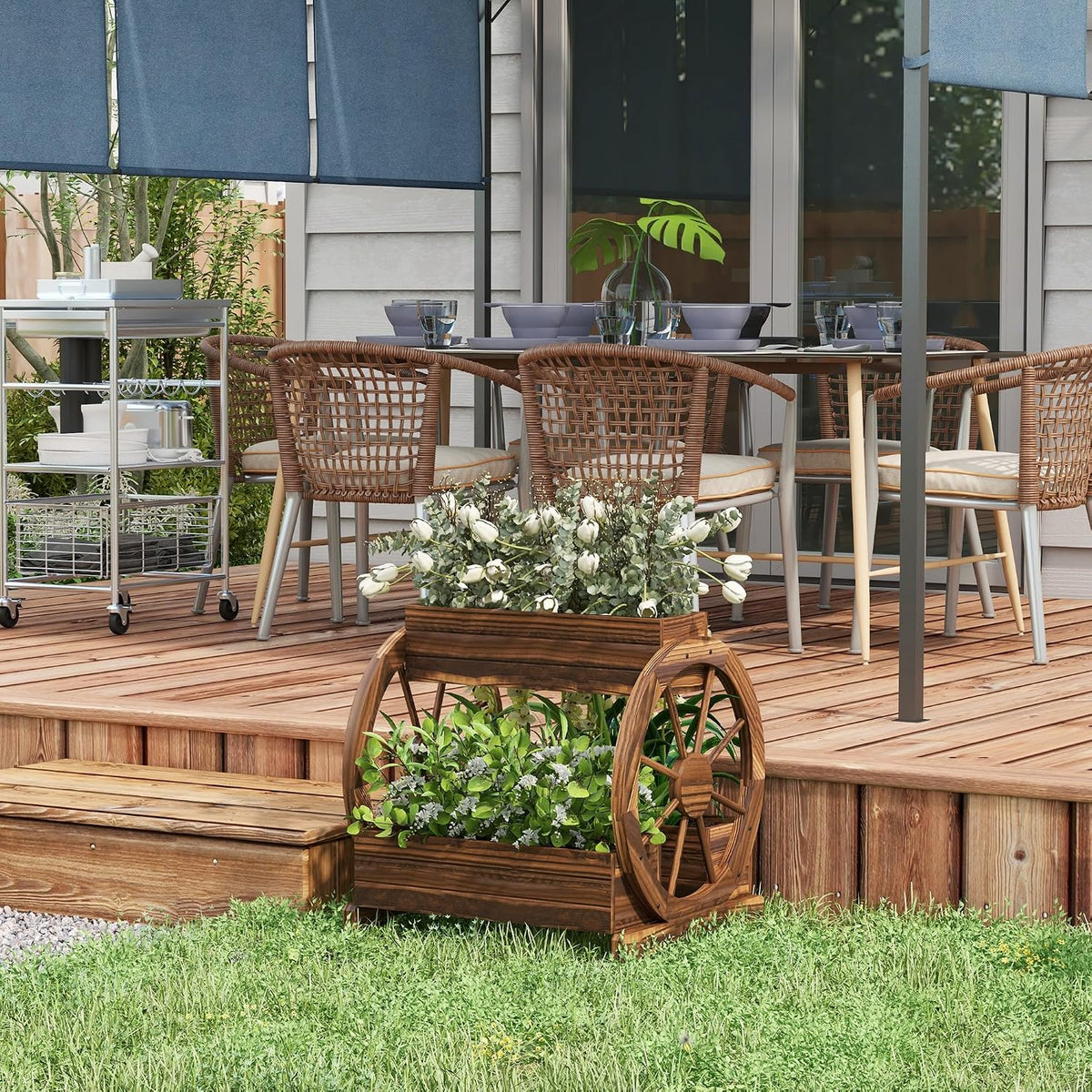 55" Tall Galvanized Raised Garden Bed with Trellis, Green