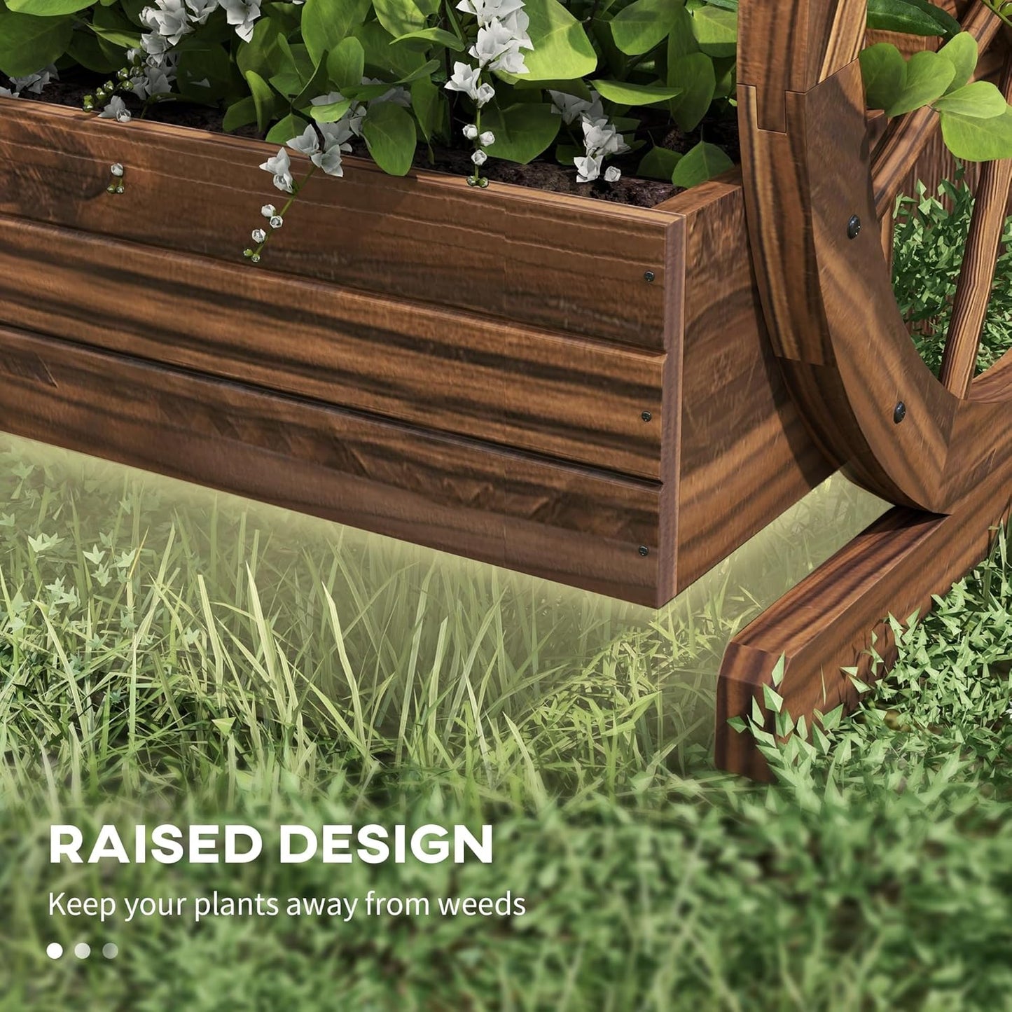 55" Tall Galvanized Raised Garden Bed with Trellis, Green