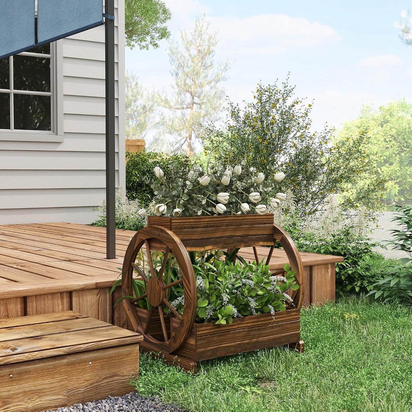 55" Tall Galvanized Raised Garden Bed with Trellis, Green