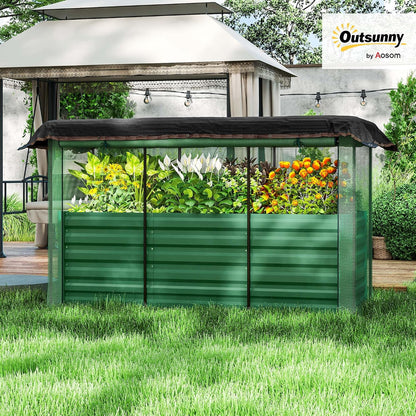 55" Tall Galvanized Raised Garden Bed with Trellis, Green