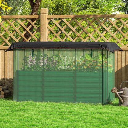 55" Tall Galvanized Raised Garden Bed with Trellis, Green