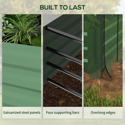 55" Tall Galvanized Raised Garden Bed with Trellis, Green