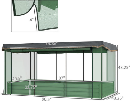 55" Tall Galvanized Raised Garden Bed with Trellis, Green