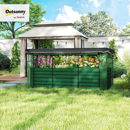 55" Tall Galvanized Raised Garden Bed with Trellis, Green