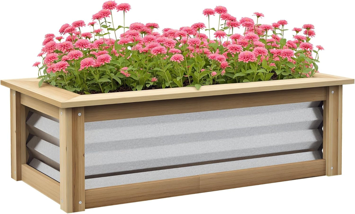 55" Tall Galvanized Raised Garden Bed with Trellis, Green