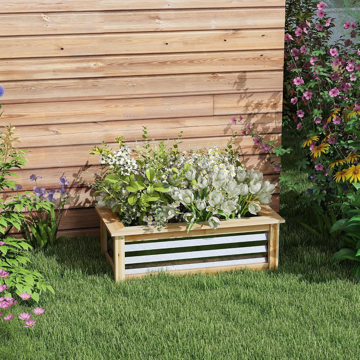 55" Tall Galvanized Raised Garden Bed with Trellis, Green