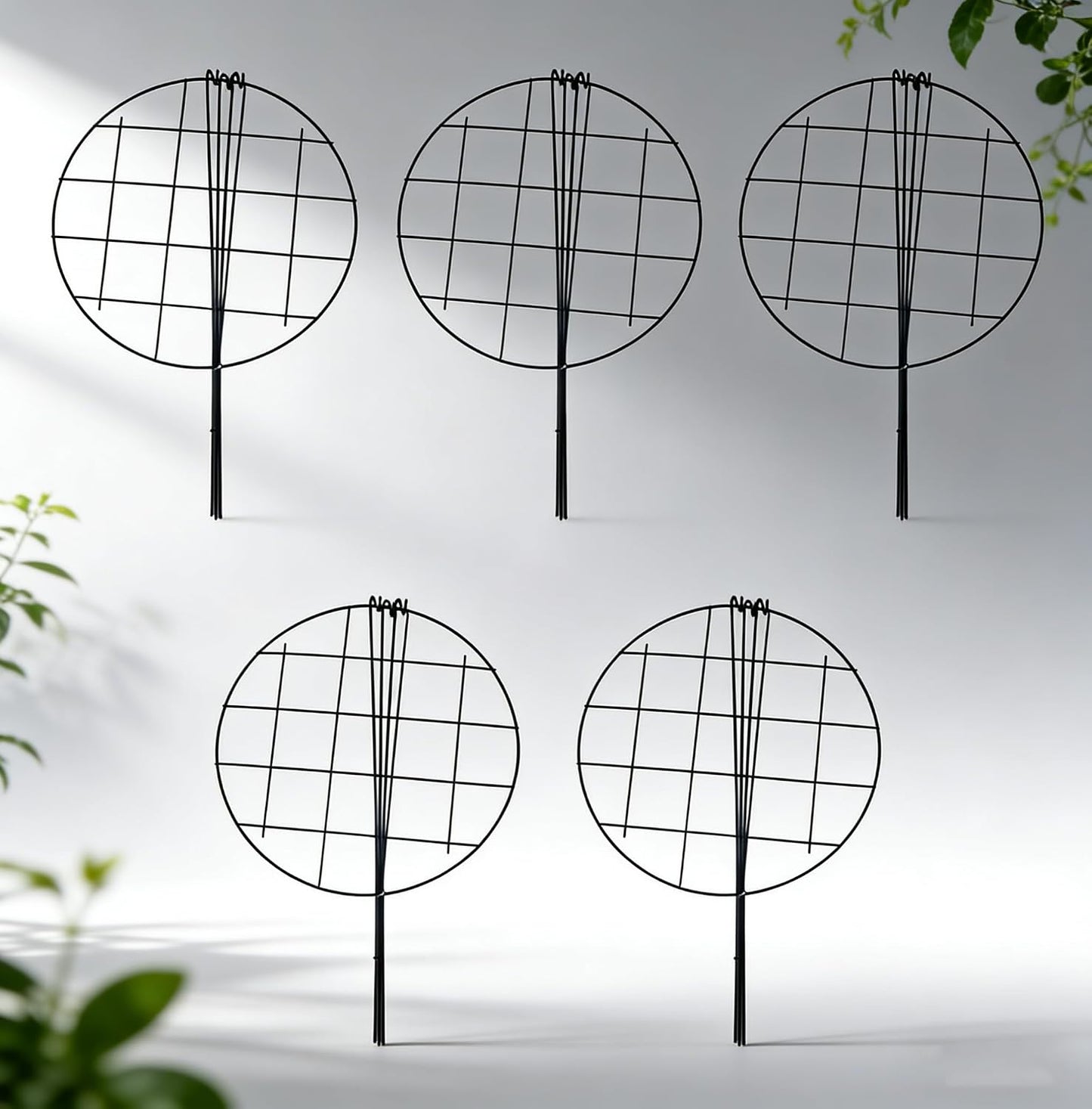5 Pack 16 x 24 inch Peony Cages,Grow Through Plant Support Stakes, Flower Support Hoops Heavy Plants Brace Rings