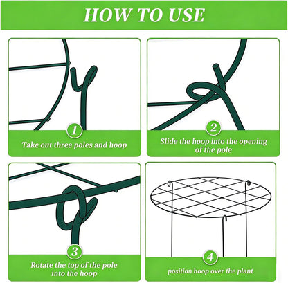 5 Pack 16 x 24 inch Peony Cages,Grow Through Plant Support Stakes, Flower Support Hoops Heavy Plants Brace Rings
