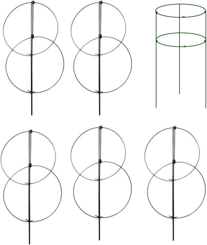 5 Pack 16 x 24 inch Peony Cages,Grow Through Plant Support Stakes, Flower Support Hoops Heavy Plants Brace Rings