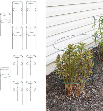 5 Pack 16 x 24 inch Peony Cages,Grow Through Plant Support Stakes, Flower Support Hoops Heavy Plants Brace Rings