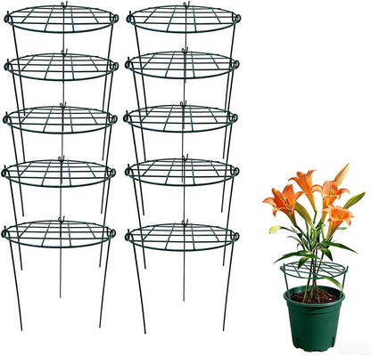 5 Pack 16 x 24 inch Peony Cages,Grow Through Plant Support Stakes, Flower Support Hoops Heavy Plants Brace Rings