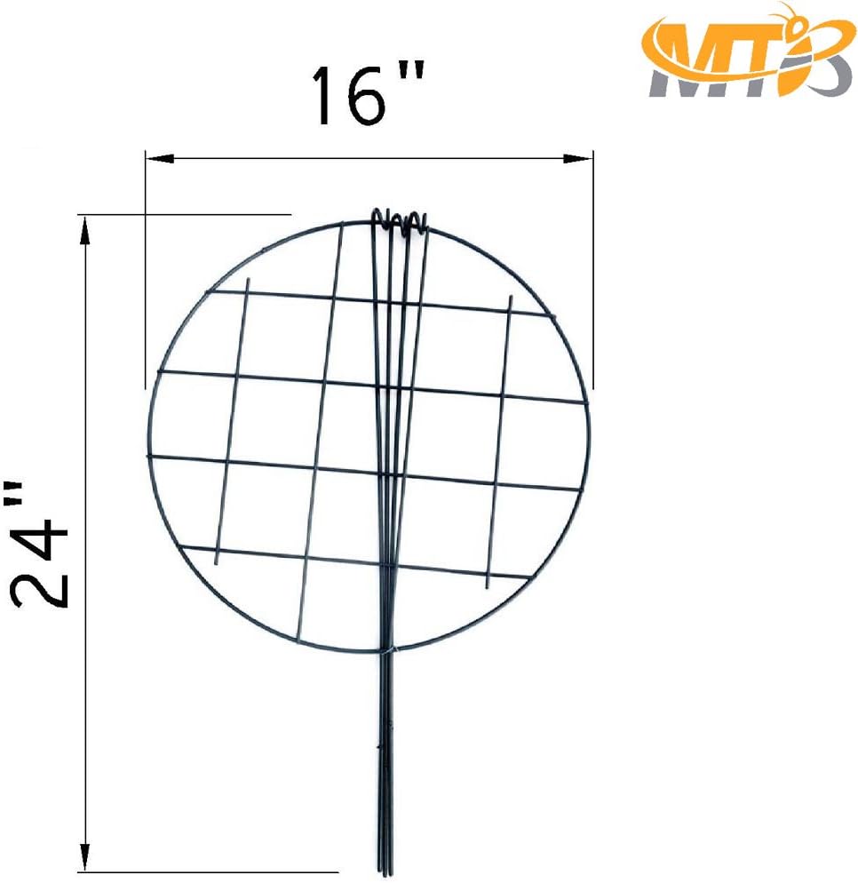 5 Pack 16 x 24 inch Peony Cages,Grow Through Plant Support Stakes, Flower Support Hoops Heavy Plants Brace Rings