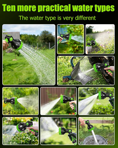Garden Hose Nozzle, Heavy Duty Water Hose High Pressure Sprayer with 10 Watering Patterns, Thumb Control On Off Valve, for Watering outdoor Plants & Lawn, Car & Pet Washing-(Orange Red)