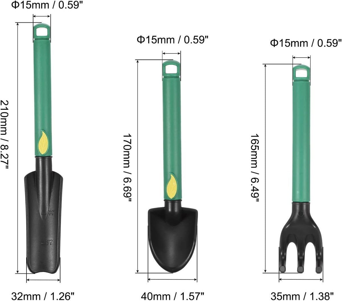 Mini Garden Tools Set Plastic Gardening Hand Tools Trowel Rake Spade Kit Home Garden Supplies for Flowers Succulent Transplanting 3Pcs