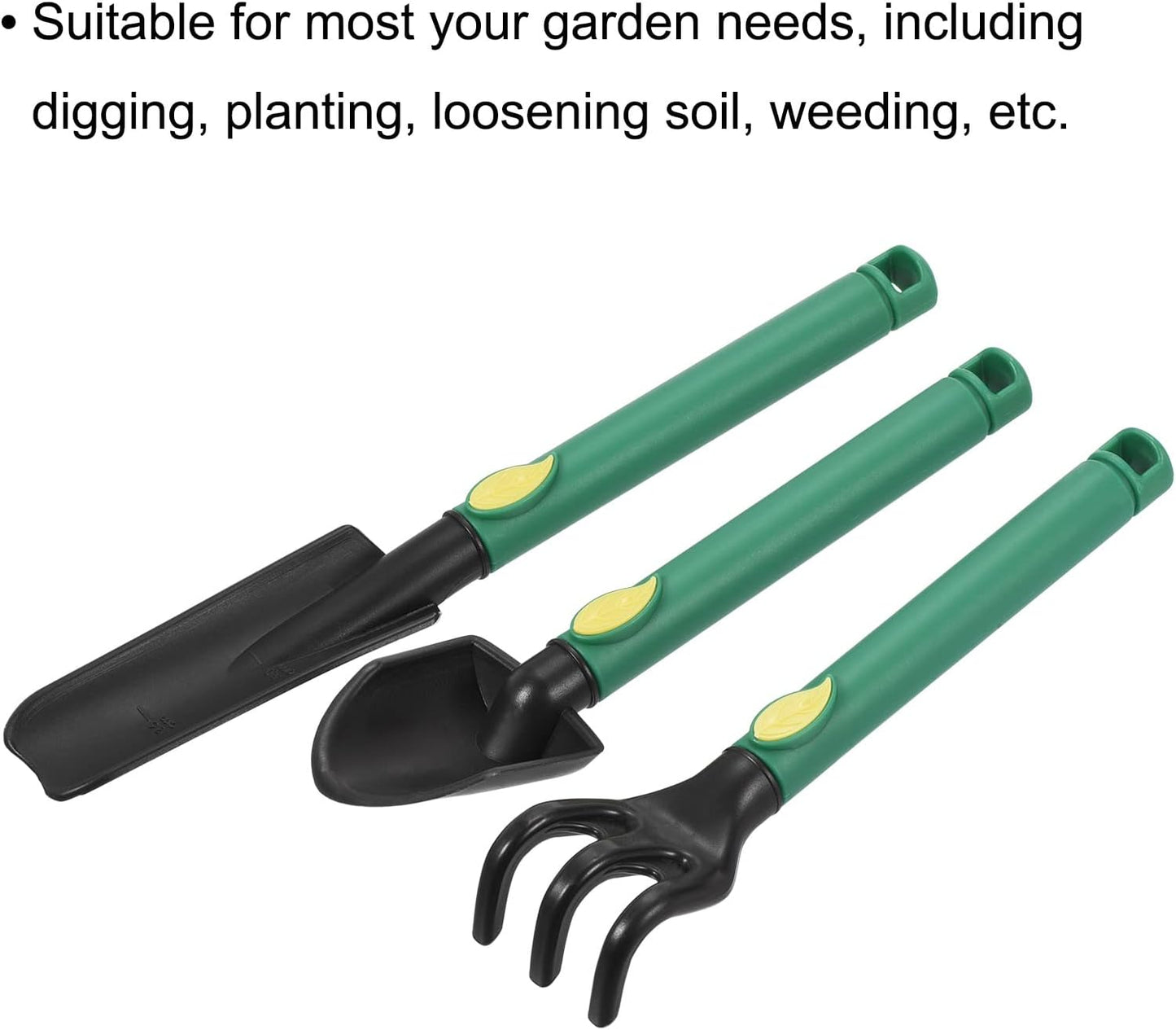 Mini Garden Tools Set Plastic Gardening Hand Tools Trowel Rake Spade Kit Home Garden Supplies for Flowers Succulent Transplanting 3Pcs