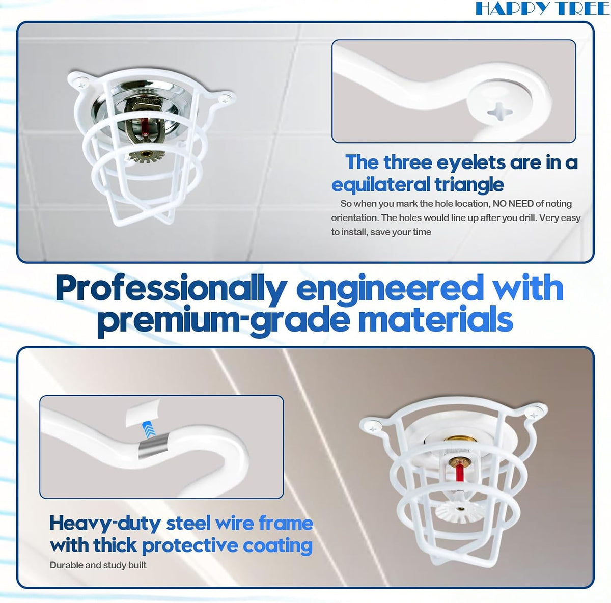 (2 Pack) White Fire Sprinkler Head Guard Cover Cage Protector for Both 1/2" & 3/4" Fire Head for Protecting Side Wall & Pendent Head Fire Sprinkler Covers for Ceiling