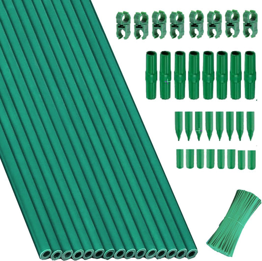 Garden Stakes Kit:13.7 Inch 48 Pack, Plant Sticks Supports & Accessories for DIY 4ft, 5ft, 6ft, 7ft Stakes for Tomato, Vegetables, Indoor & Outdoor Gardening Supplies (15SET)