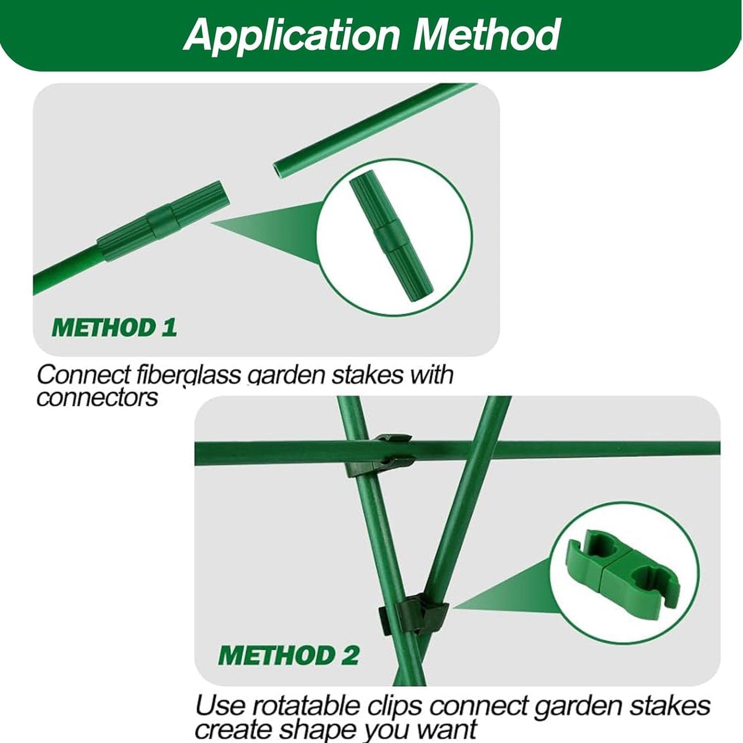 Garden Stakes Kit:13.7 Inch 48 Pack, Plant Sticks Supports & Accessories for DIY 4ft, 5ft, 6ft, 7ft Stakes for Tomato, Vegetables, Indoor & Outdoor Gardening Supplies (15SET)