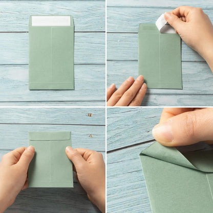 100 Pack Seed Envelopes Self-Adhesive, 3 1/4 x 4 1/2 inches, Sage-Green