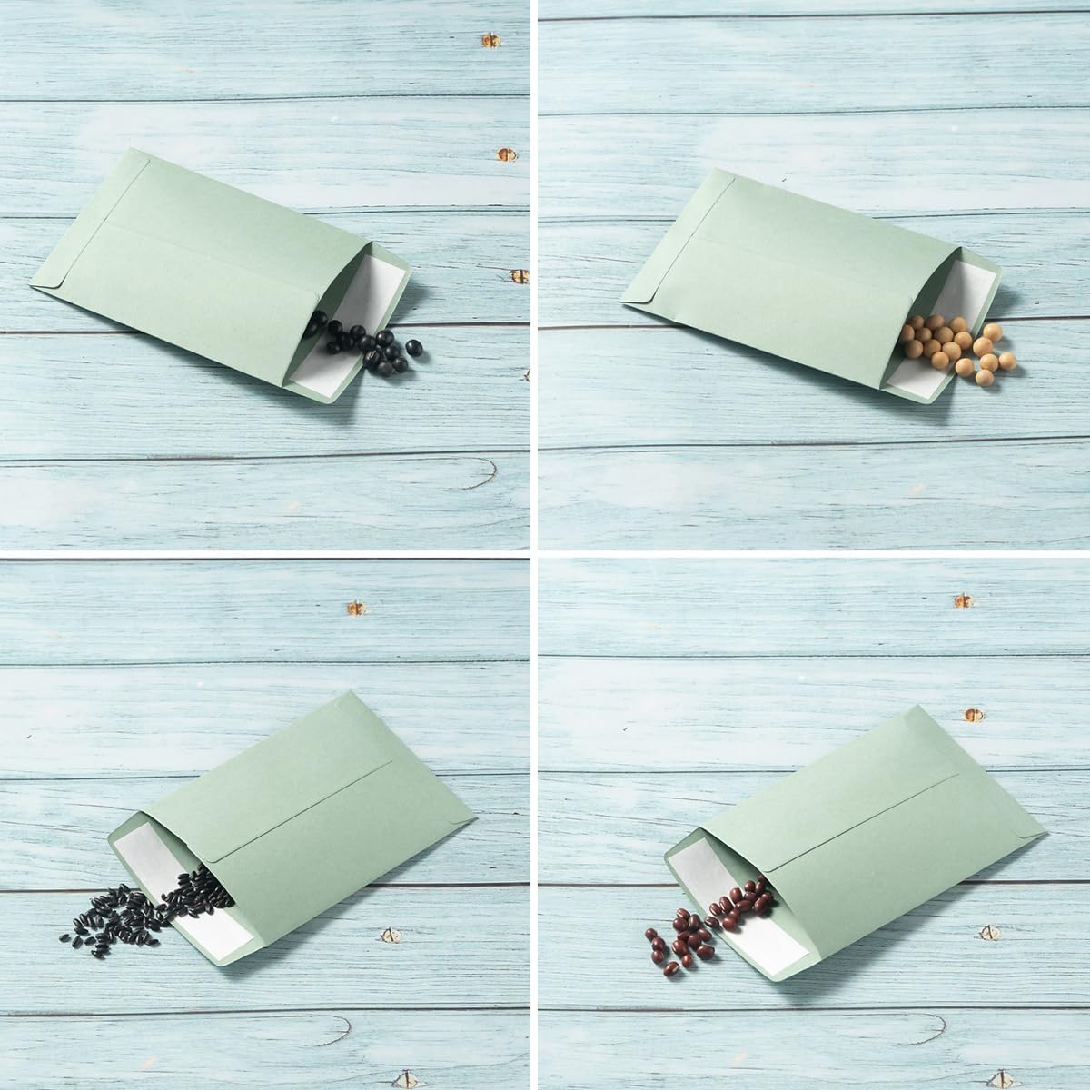 100 Pack Seed Envelopes Self-Adhesive, 3 1/4 x 4 1/2 inches, Sage-Green