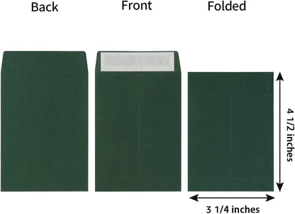 100 Pack Seed Envelopes Self-Adhesive, 3 1/4 x 4 1/2 inches, Sage-Green