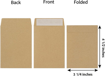 100 Pack Seed Envelopes Self-Adhesive, 3 1/4 x 4 1/2 inches, Sage-Green