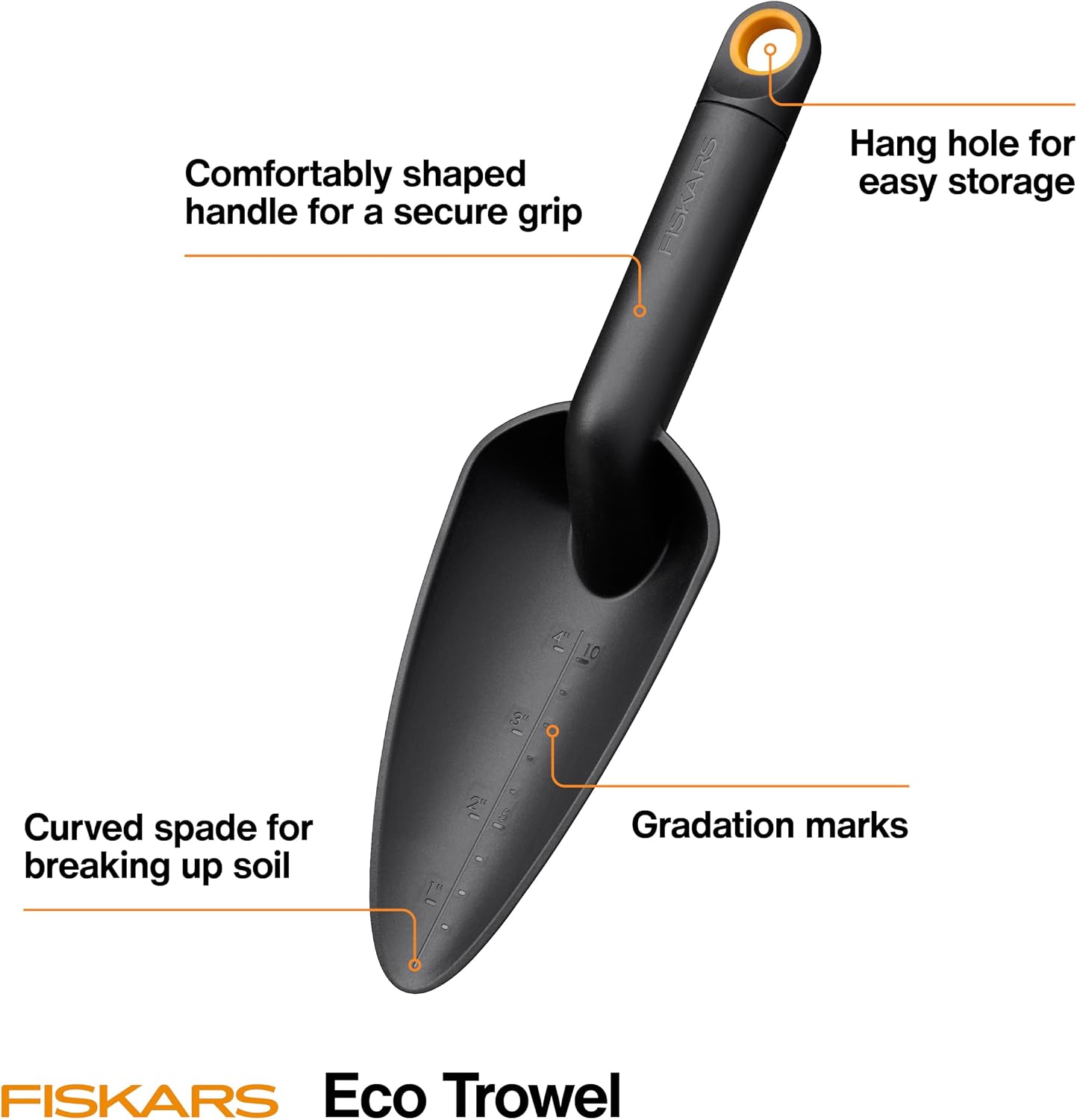 Eco Trowel with Curved Spade, Ergonomic Handle, UV Resistance, Durable, Eco-Friendly Tool for Planters and Garden Beds