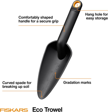 Eco Trowel with Curved Spade, Ergonomic Handle, UV Resistance, Durable, Eco-Friendly Tool for Planters and Garden Beds