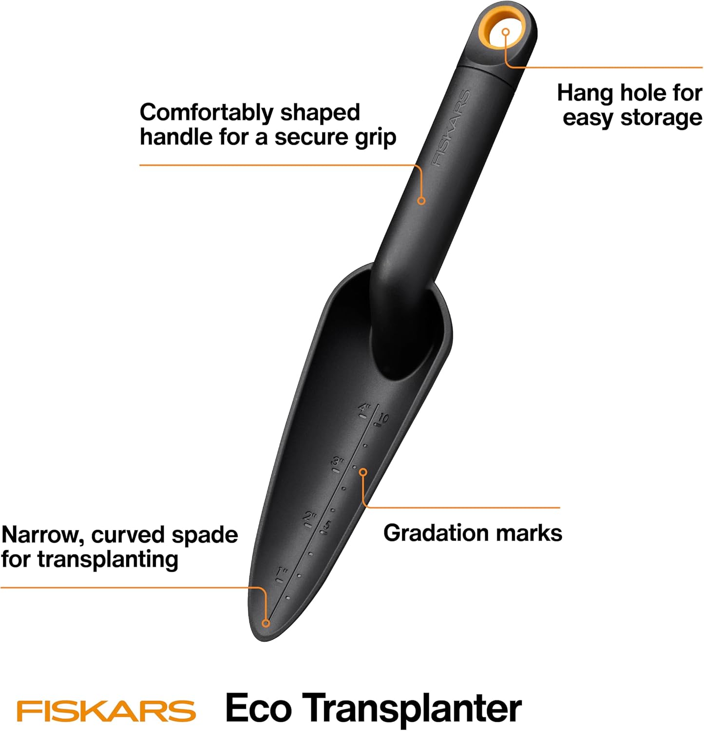 Eco Trowel with Curved Spade, Ergonomic Handle, UV Resistance, Durable, Eco-Friendly Tool for Planters and Garden Beds