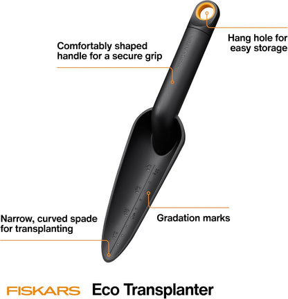 Eco Trowel with Curved Spade, Ergonomic Handle, UV Resistance, Durable, Eco-Friendly Tool for Planters and Garden Beds