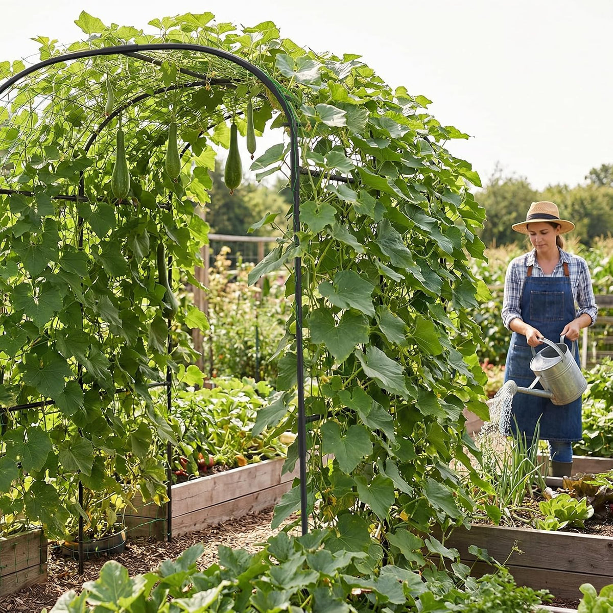 71" x 47" x 83" Garden Arch Trellis for Climbing Plants Outdoor