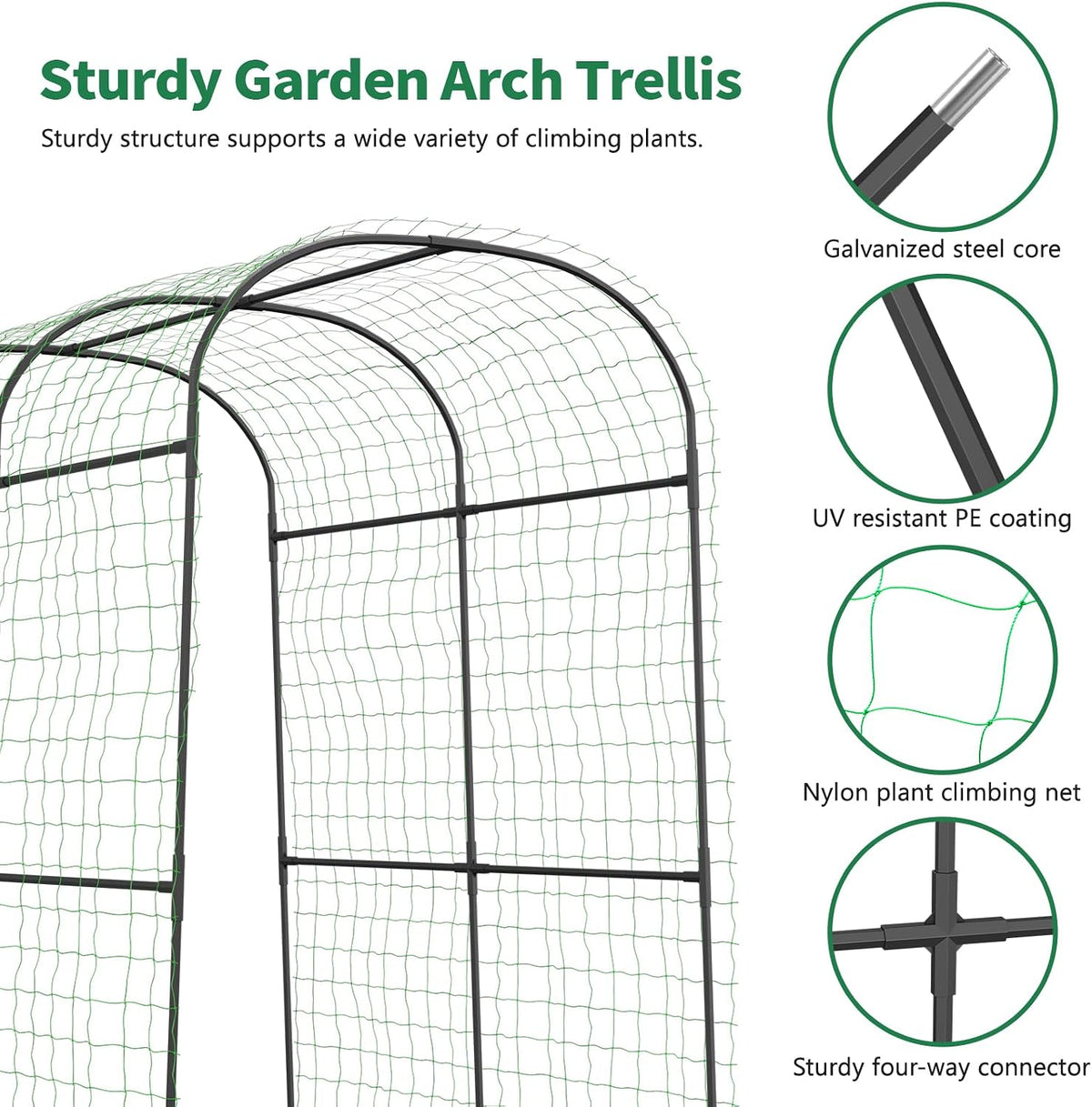 71" x 47" x 83" Garden Arch Trellis for Climbing Plants Outdoor