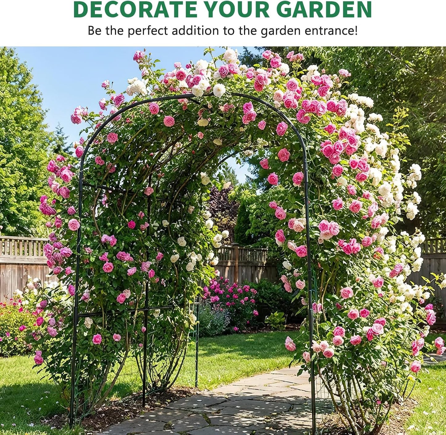 71" x 47" x 83" Garden Arch Trellis for Climbing Plants Outdoor