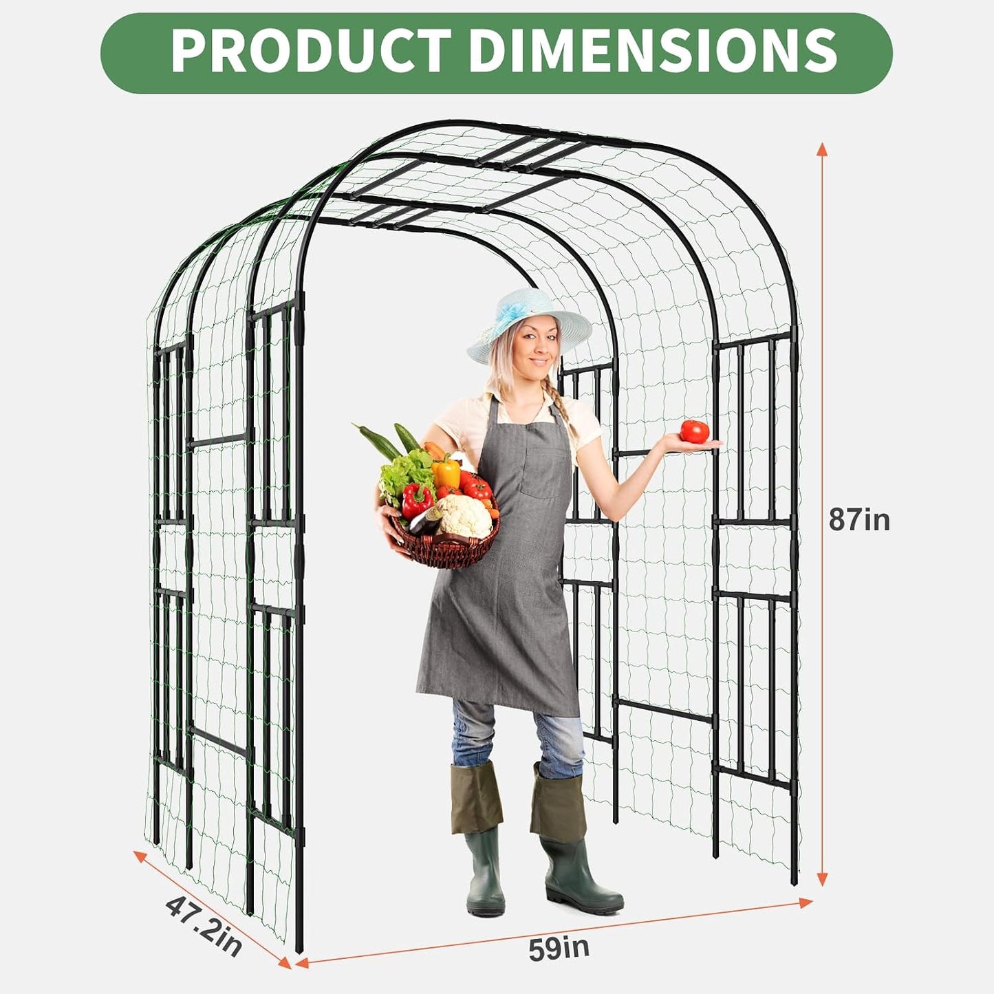 71" x 47" x 83" Garden Arch Trellis for Climbing Plants Outdoor