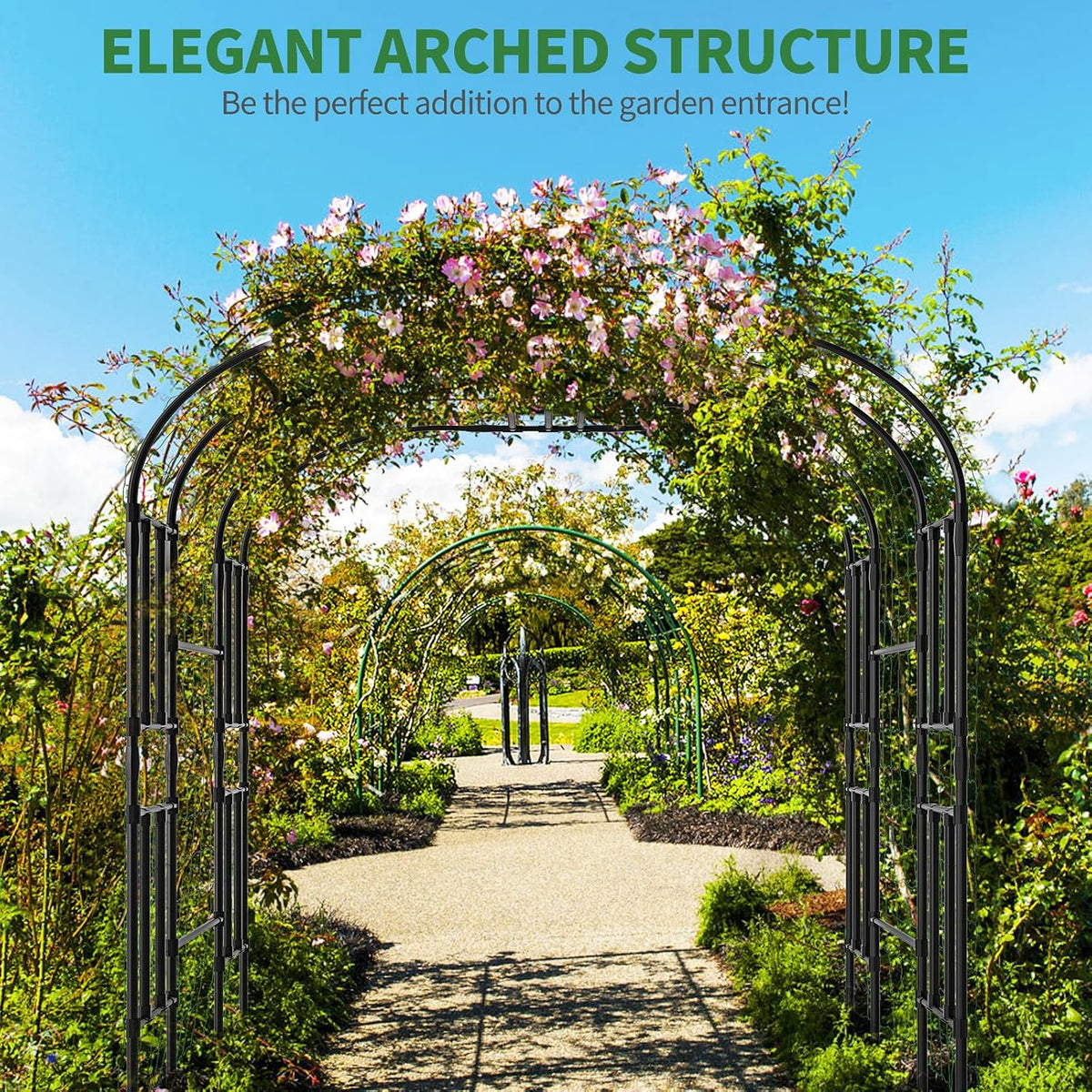 71" x 47" x 83" Garden Arch Trellis for Climbing Plants Outdoor