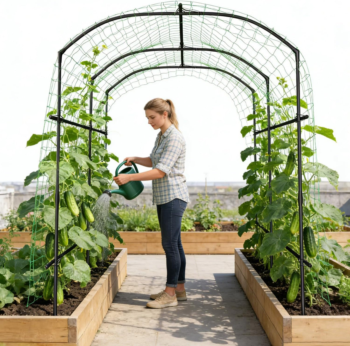 71" x 47" x 83" Garden Arch Trellis for Climbing Plants Outdoor