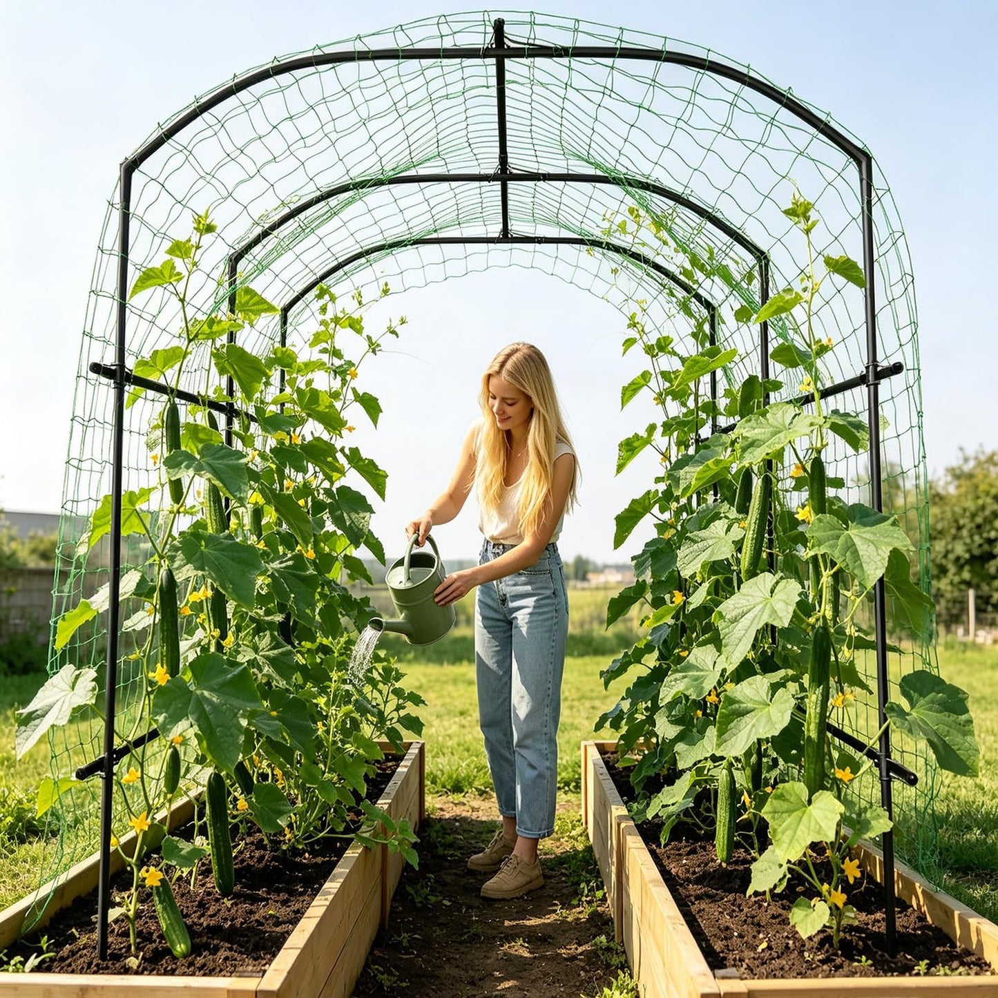 71" x 47" x 83" Garden Arch Trellis for Climbing Plants Outdoor