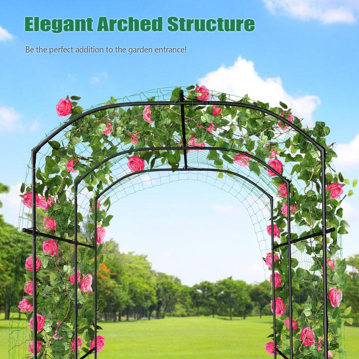 71" x 47" x 83" Garden Arch Trellis for Climbing Plants Outdoor