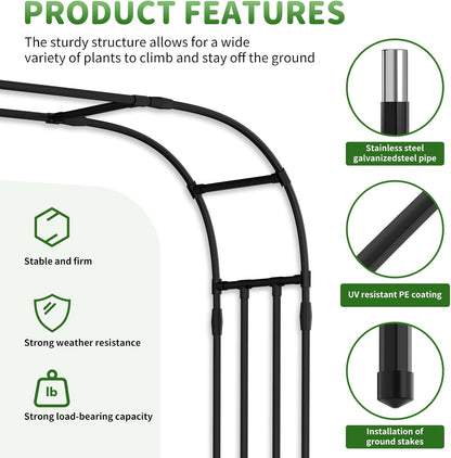 71" x 47" x 83" Garden Arch Trellis for Climbing Plants Outdoor