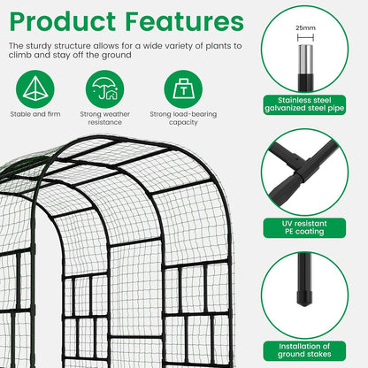 71" x 47" x 83" Garden Arch Trellis for Climbing Plants Outdoor