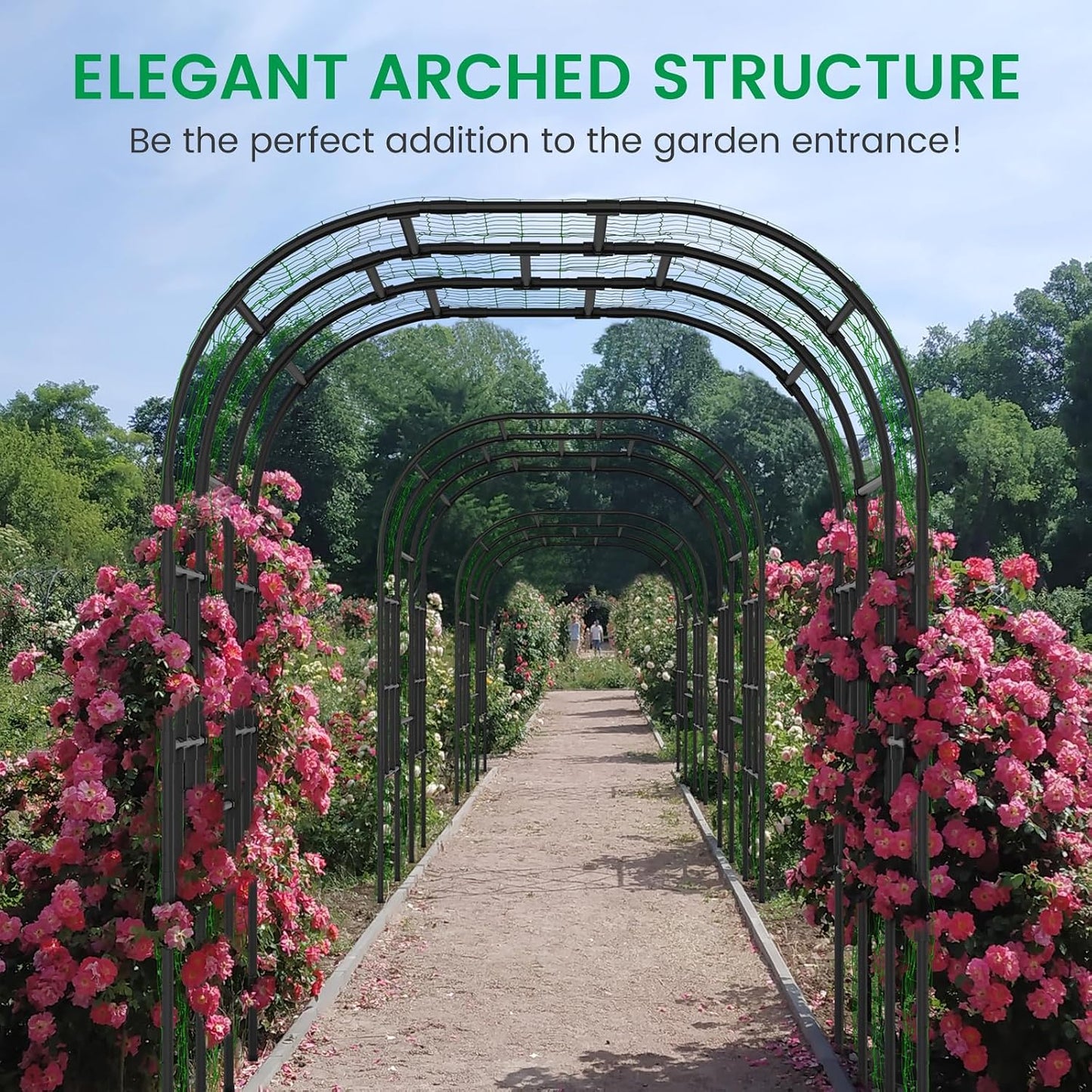 71" x 47" x 83" Garden Arch Trellis for Climbing Plants Outdoor